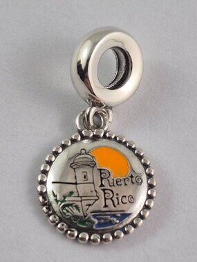 Pandora Puerto Rico Charm Travel Themed Bead Sterling Silver S925 (T3)